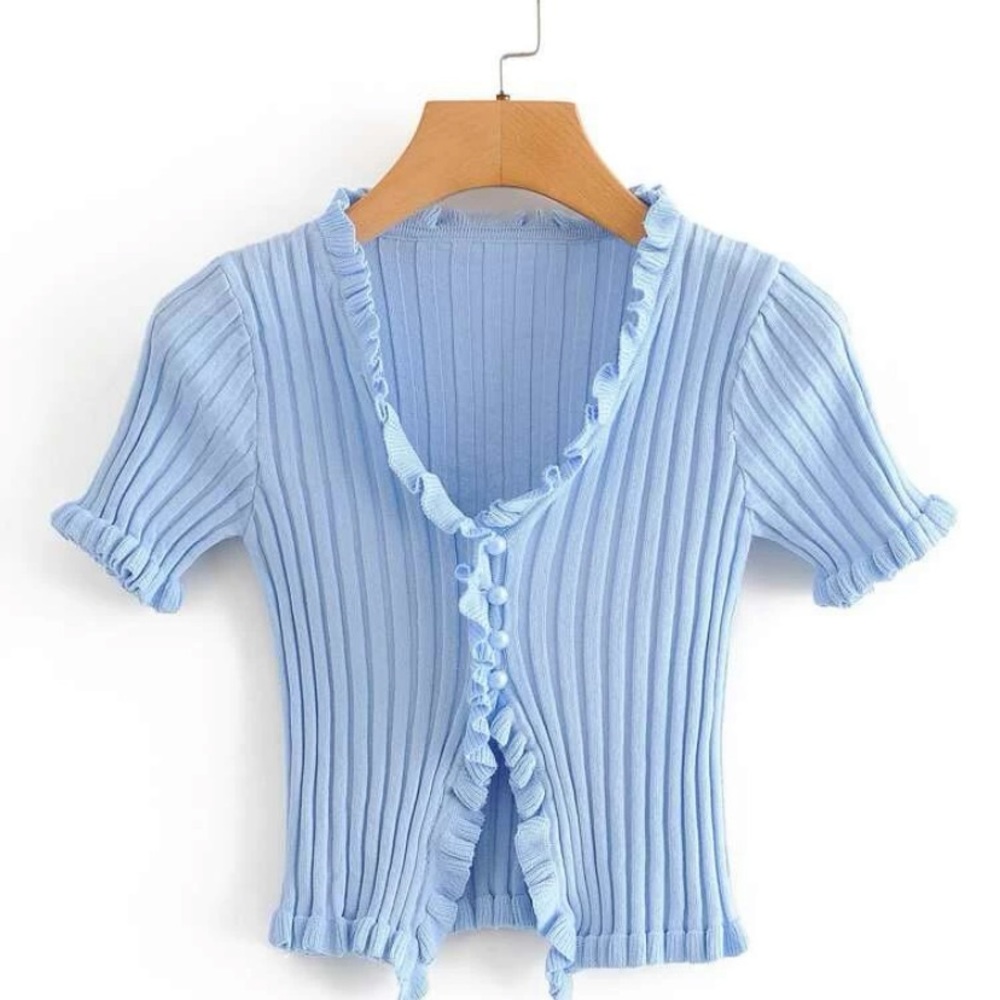 Baby Blue Frill Cardigan Top